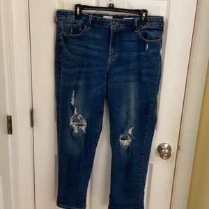 Wonderly Ripped Skinny Jeans in Deep Indigo